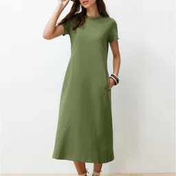 Trendyol Pure Cotton A-Line Midi Dress-image-45