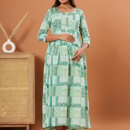 LALI JAIPUR Printed Cotton Maternity A-Line Midi Dress-picture-28