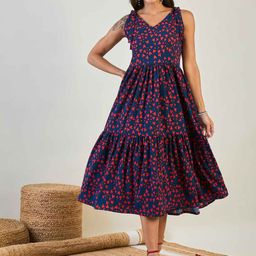 The Kaftan Company Conversational Printed Tiered Fit and Flare Midi Dress-picture-7