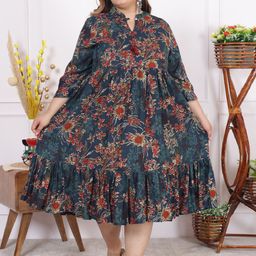 KALINI Plus Size Floral Print A-Line Midi Dress-picture-28