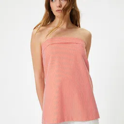 Koton Striped Off-Shoulder Cotton A-Line Mini Dress-image-20