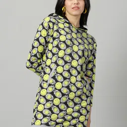 Rodzen Conversational Printed Cotton Hooded T-shirt Dress-image-9