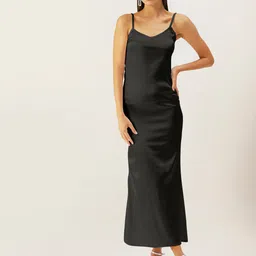 DressBerry Black Satin Maxi Maxi Dress-picture-21