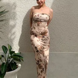 StyleCast Floral Printed Shoulder Straps Maxi Bodycon Dress-image-65