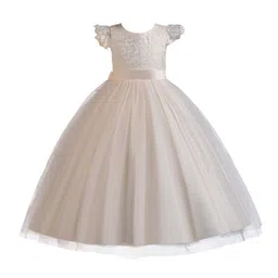 StyleCast Champagne Girls Floral Laced Maxi Dress-picture-49