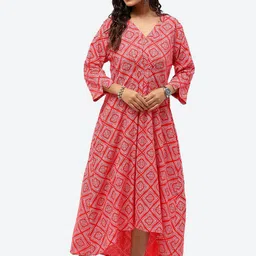 Baawri Checked Printed V-Neck Asymmetric Midi Dress image 1