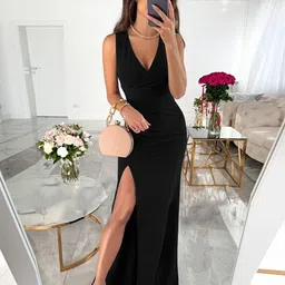 StyleCast Black V-Neck Sleeveless Maxi Dress-picture-28