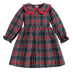 StyleCast Girls Red Checked Peter Pan Collar Puff Sleeve Cotton Fit and Flare Midi Dress-picture-23