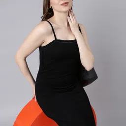 SHOWOFF Shoulder Straps Bodycon Cotton Midi Opaque Casual Dress image 1