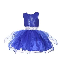 Samsara Couture Girls Blue Embellished Net Fit and Flare Dress-picture-15