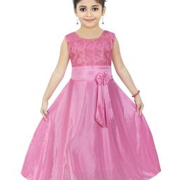 BAESD Girls Self Design Satin Fit & Flare Maxi Dress-picture-17
