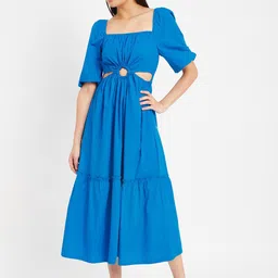 DRAPE AND DAZZLE Fit & Flare Cotton Midi Dress-picture-32