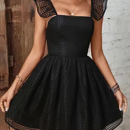 StyleCast Black Shoulder Straps Fit & Flare Mini Dress-picture-35