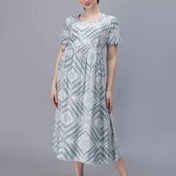 NIGHTSPREE Geometric Printed Maternity Empire Midi Dress-picture-29