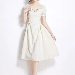 JC Collection Self Design Embellished Fit & Flare Midi Dress image 1