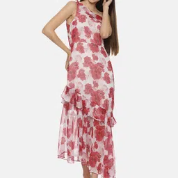 ISU Floral Printed One Shoulder A-Line Midi Dress-picture-35