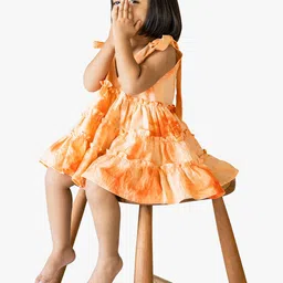 Jilmil Girls Shoulder Straps Tiered Cotton Fit & Flare Mini Dress-image-85