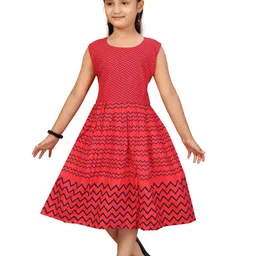 Aarika Girls Geometric Printed Fit & Flare Midi Cotton Dress-picture-51