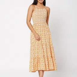 Smarty Pants Orange Floral Midi Dress-image-32