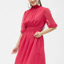 Kibo High-Neck Smocked Georgette Dress-picture-12