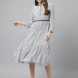 Latin Quarters Women Geometric Print Shirt Midi Dress-picture-13