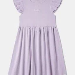 R&B Round Neck Flutter Sleeves Cotton Fit & Flare Dress-picture-26