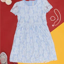 Pantaloons Junior Girls Floral Embroidered A-Line Dress-picture-28