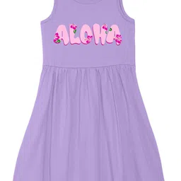 Wear Your Mind Girls Round Neck Typography Printed Pure Cotton A-Line Dress-picture-16