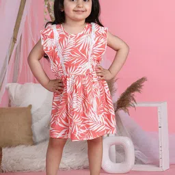 Cutiekins Girls Floral Printed Cotton Flared Flutter Sleeve Fit & Flare Dress-picture-18