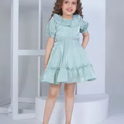 Peppermint Girls Puff Sleeve Ruffled Fit & Flare Dress-image-35
