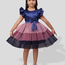 BAESD Girls Flutter Sleeve Net Layered Fit & Flare Party Dress-picture-18