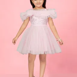 BAESD Girls Self Design Net Fit & Flare Dress-image-94