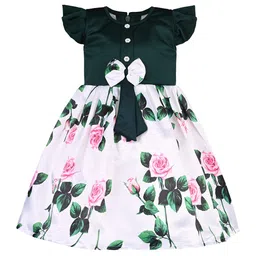 Wish Karo Girls Floral Printed Round Neck Flutter Sleeves Fit & Flare Dress-picture-32