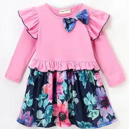 CrayonFlakes Girls Floral Printed Cotton Fit & Flare Dress-picture-55