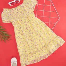 Pantaloons Junior Girls Floral Printed Fit & Flare Dress-picture-2