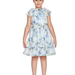 Peppermint Girls Floral Printed Cap Sleeves Fit & Flare Dress-image-84
