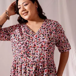CURVY STREET Plus Size Animal Print V-Neck Long Sleeves Fit & Flare Dress-picture-32