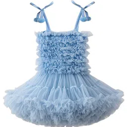 StyleCast x Revolte Girls Self Design Shoulder Straps Ruffled Cotton Fit & Flare Dress-picture-53