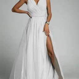 StyleCast White V-Neck Sleeveless Maxi Dress-image-7