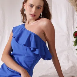 STREET 9 One Shoulder Georgette Sheath Maxi Dress-picture-19