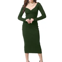 CareDone V-Neck Long Sleeves Bodycon Midi Dress-picture-53