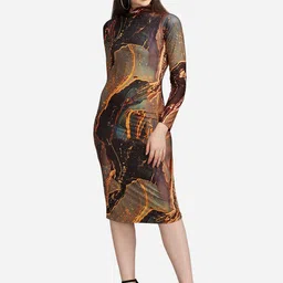 PURVAJA Woman Brown Sheath Midi Dress-picture-21