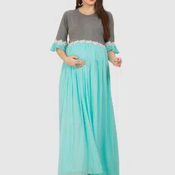 Mom For Sure by Ketki Dalal Gathered Maternity Maxi Dress-picture-17