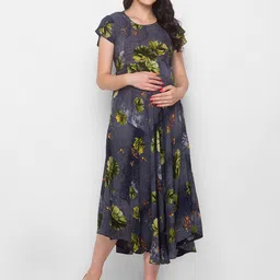 AV2 Blue & Green Floral Maternity Midi Dress-picture-32