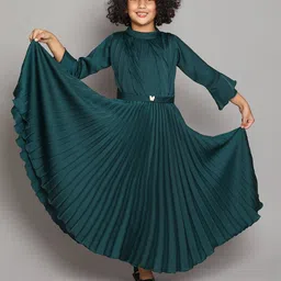 The Magic Wand Girls Bell Sleeves Fit & Flare Maxi Party Dress-picture-55