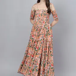 Divena Floral Printed Fit & Flare Cotton Dress-picture-11