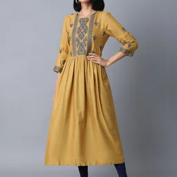 W Mustard Yellow Maxi Midi Dress image 1