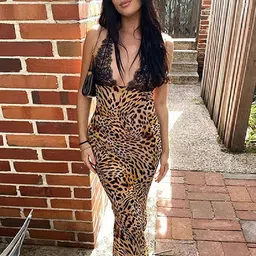 LULU & SKY  Women Animal Print Criss-cross Open-back Maxi Dress-picture-21