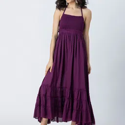 Moomaya Shoulder Straps Sleeveless Maxi Fit & Flare Dress-picture-34