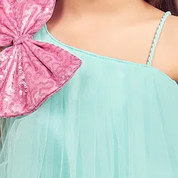 Pink Chick Girls One Shoulder Bow Detail Tulle Net A-Line Dress image 3